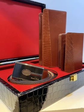 ست هدیه سه تیکه چرم طبیعی آراز