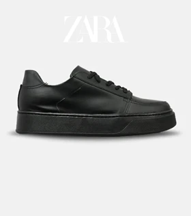 کفش کتانی مردانه چرمی مشکی ZARA مدل 4906