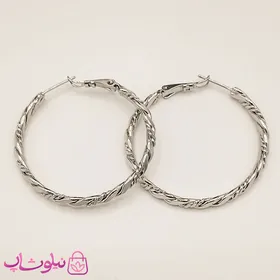 گوشواره زنانه حلقه‌ای بزرگ ژوپینگ نقره ای