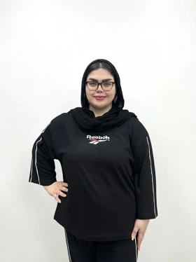 تیشرت سایز بزرگ زنانه مغزی دوزی طرح ریباک مشکی