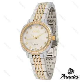 ساعت الکسا 2004z زنانه سیلور طلایی دور نگین w-10138