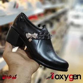 کفش زنانه پاشنه 5 سانت سنگ طلایی