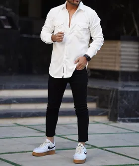 پیراهن کبریتی سفید شیک
