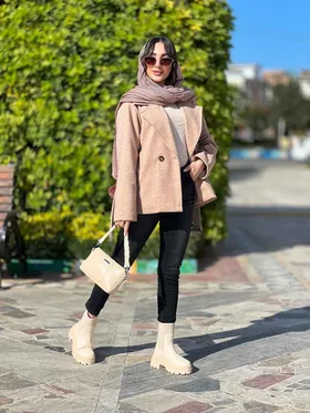 پالتو دو دکمه کمر سگک دار
