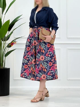شلوار دامنه زنانی واید طرحدار چاپی