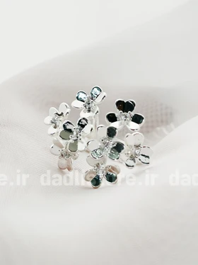 انگشتر گل آبکاری نقره ای