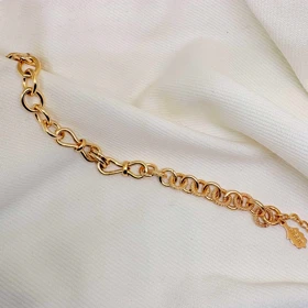 دستبند برند شین مدل «پیوند طلایی» | با آبکاری طلای 24 عیار و بافت چندگانه