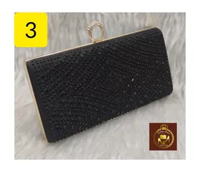 کیف دستی مجلسی زنانه نگین شیشه ای