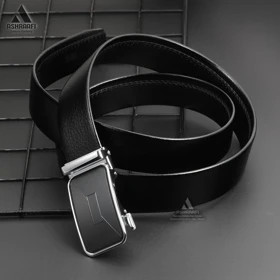کمربند چرمی مردانه Leather Ratchet Belt BL173 (نقره‌ای)