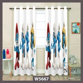 پرده کودک طرح اسمورف ها مدل W5667