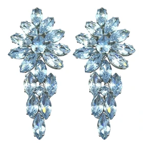 گوشواره زنانه ژوپینگ مدل آزوریا طرح جواهری آویزدار با نگین‌های آبی یخی