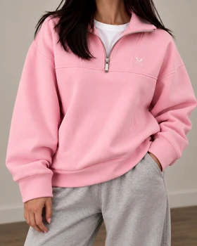 دورس نیم زیپ صورتی انگلیسی crewclothing