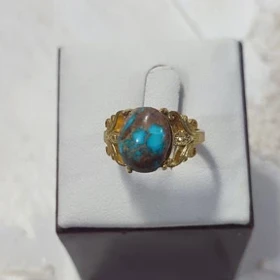 انگشتر زنانه با سنگ فیروزه نیشابور اصل (سایز56)
