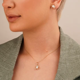 نیمست نگین‌دار طرح گل مرواریدی برند ژوپینگ - کد N5