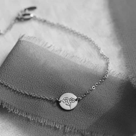 دستبند نقره حکاکی "کالکشن فلورا | گل ها" کد 0314