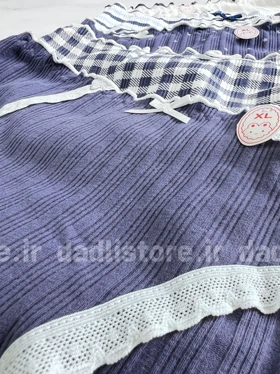 شورت اسلیپ نخ پنبه عروسکی سفید آبی قلبی