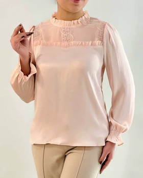 شومیز ساتن یقه کار شده کد 4672
