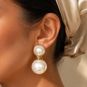 گوشواره مدل مروارید دو قلو - کد 6521