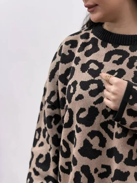 ست سارافون بلند و پلیور بافت تابان