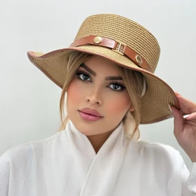 کلاه فدورا ساحلی بند چرم