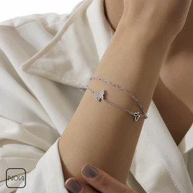 دستبند نقره پروانه کد 351277
