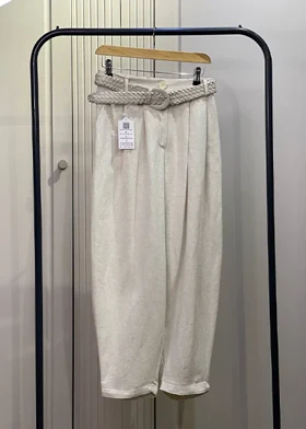 شلوار لینن مام استایل کرم