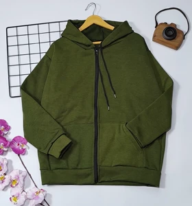 سویشرت کلاهدار داخل کرکی مدل ویانا کد 40201 (سبز تیره قد 65)