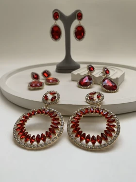 گوشواره قرمز دایره بزرگ