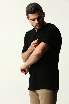 تیشرت آستین کوتاه یقه کوبایی مردانه