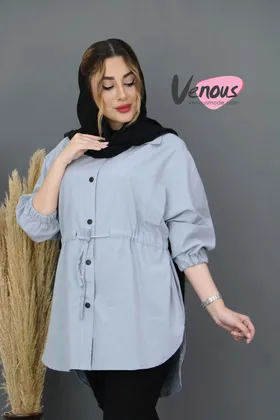 مانتو یقه انگلیسی کمرگت