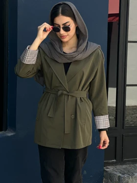 بارانی کتان ضد آب آستین بربری