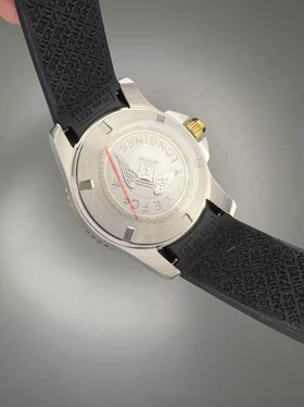 ساعت مچی لونژین اتوماتیک بند رابر مشکی بزل طلایی Longines