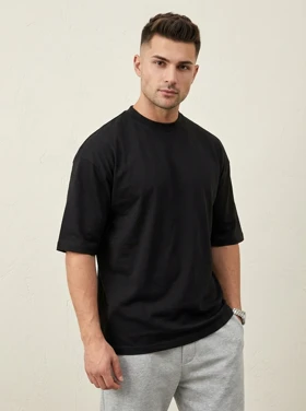 تیشرت لش مشکی بیسیک پارچه نخ پنبه گرم بالا اعلا کد 8689