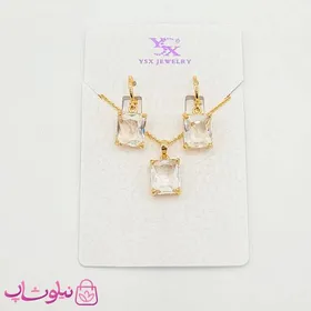 نیم ست زنانه YSX مدل کریستال سفید مربعی