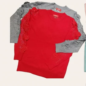 بلوز بافت مجلسی زنانه گپ ترک گل برجسته