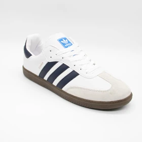 کتانی سامبا سفید سرمه ای کد 6522