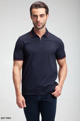 تیشرت یقه دار نیم زیپ