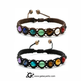 دستبند 7چاکرا با بافت مکرومه