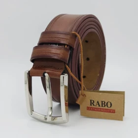 کمربند مردانه چرم مصنوعی (فوم درجه یک) (قهوه ای روشن)