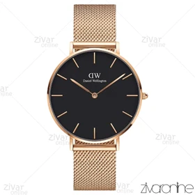 ست ساعت دنیل ولینگتون حصیری رزگلد صفحه مشکی 103650