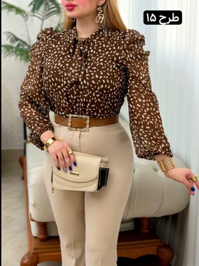 شومیز حریر آستین پف 3756