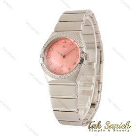 ساعت امگا کانسلیشن زنانه نقره ای صفحه صورتی دورنگین Omega-5464-L