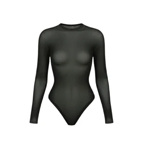 بادی حریر شیشه ای یقه گرد کشی