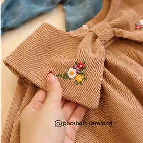 پیراهن دخترانه یقه گل‌دار 1 تا 4 سال