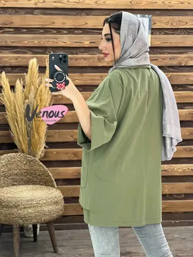 مانتو لینن آستین پاکتی دوجیب