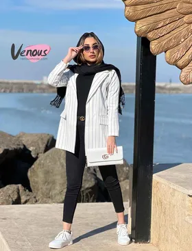 کت راه راه یقه انگلیسی