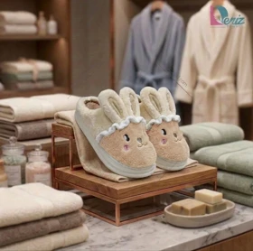 دمپایی اسلیپر طرح خرگوش رنگ نسکافه ای