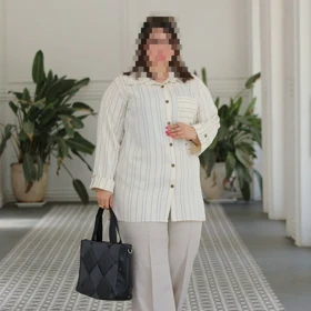 شومیز مانتویی سایزبزرگ مدل لاوین کد 370