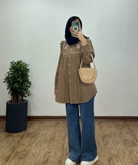 مانتو لینن گلدوزی پوپک(ایراد دار)