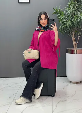 مانتو لینن جلو پیله آستین گت